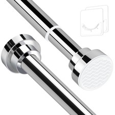 Stainless Steel Extendable Shower Curtain Rod Tension Pole including 2 Holder