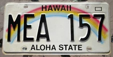 HAWAII Rainbow License Plate 1997 Maui (MEA Prefix) #157