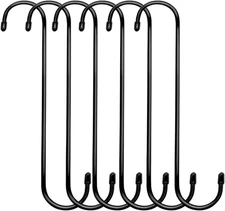 Lchkrep Plant Hooks 6 Pack 10 Inch Black,Large Plant Hanger S Hook Garden Hooks