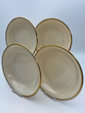 VTG Set of 4 Lenox Mansfield 5.5" Fruit Dessert Bowls Ivory Gold Trim USA