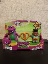 Fisher-Price Barney  s World Barney  David Figures Sharing With Pretzel New in B