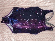 More Than Magic Galaxy Rhinestone Sleeveless Gymnastics Leotard Girls' S 6/6X 