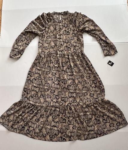 Zara Maxikleid Schlangenhautmuster Rüschen fließende Ärmel Gr. XS #1493 - Bild 10 von 15