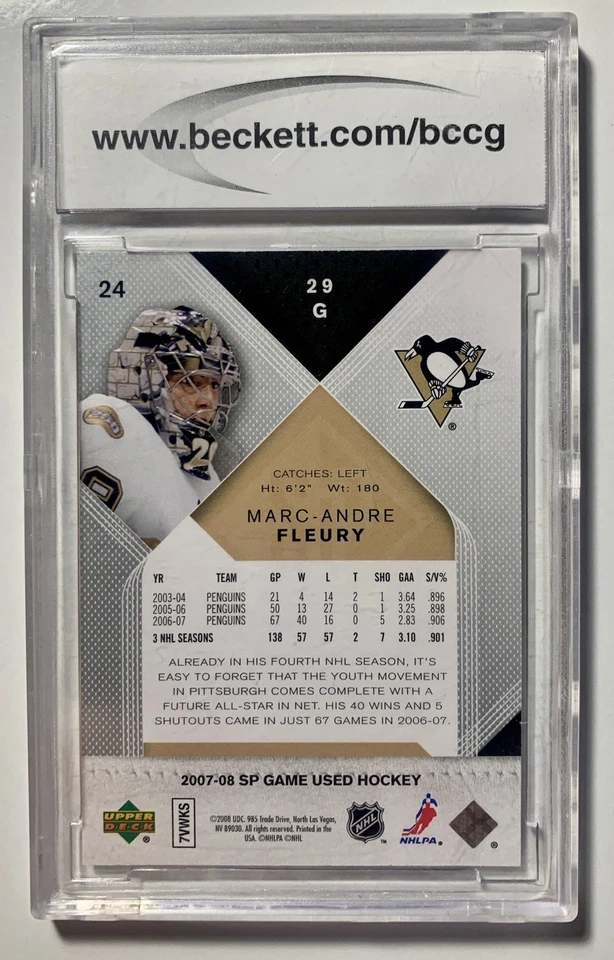 2007-08 SP Game Used Edition Marc-Andre Fleury #24 BCCG 10 - Image 4 of 4