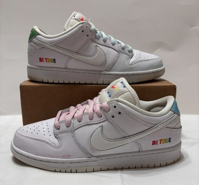 Nike SB Dunk Low Pro ''Be True'' Summit White Rainbow DR4876-100 Men's Size 9.5 