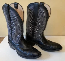 9.5 M Durango 12 In Black Ostrich Embroidered   EXC COND DDB0278
