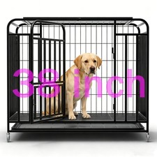 38" Heavy Duty Dog Crate Kennel Indoor Outdoor Pet Cage Playpen Lockable