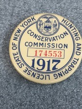 1917 - NEW YORK CONSERVATION COMMISSION HUNTING & TRAPPING LICENSE - First Year