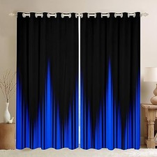 Blue Ombre Window Curtains and Black 42"W x 84"L Pack of 2 Blue and Black