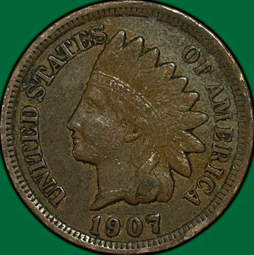 1907 Indian Head Cent Extremely Fine XF Coin, Corrosion #34723