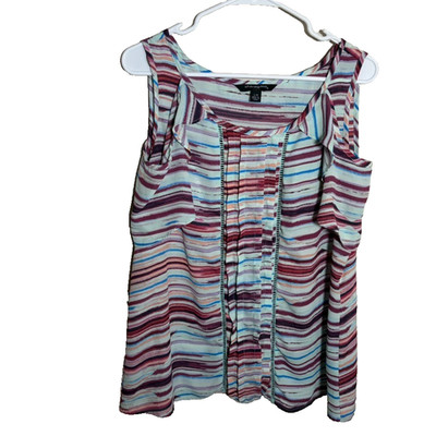 Sharagano Blouse Women's Large Sleeveless Colorful Casual Shirt Tank Top