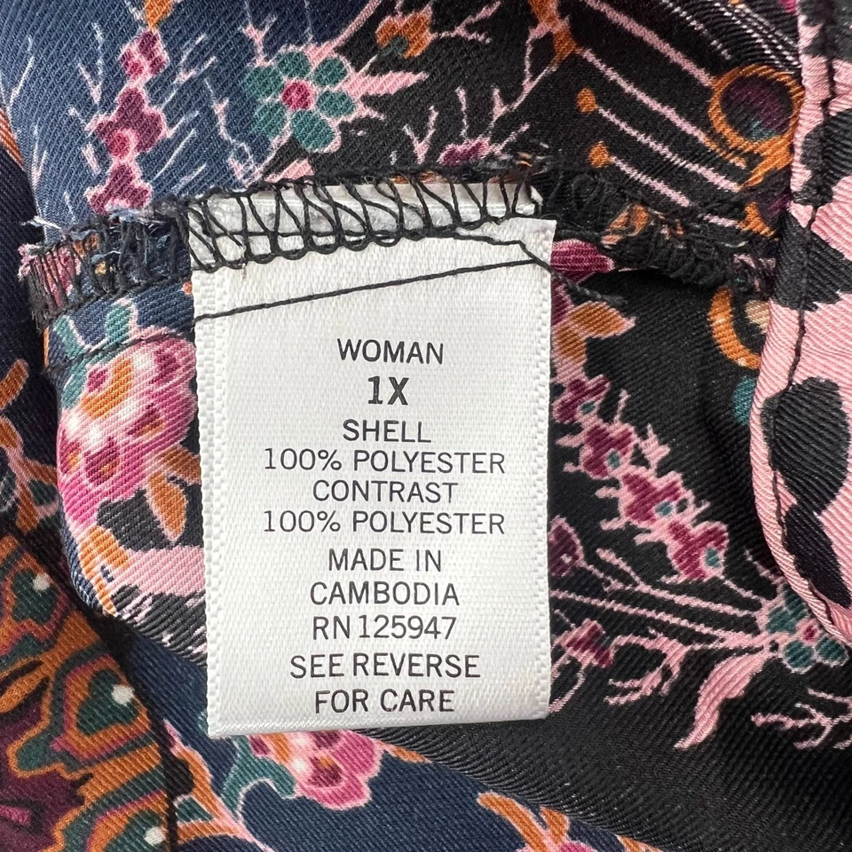 Dressbarn 女式 1X 人造裹身上衣佩斯利花卉豹纹和服衬衫加大 — 第 4/4 张图片