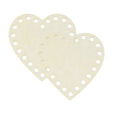 2Pcs Crochet Basket Base, 4 x 4" Basket Bottoms Heart Shape Wood Base