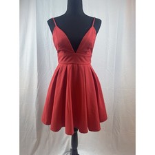Lulus Strappy Red V Neck Pleated Mini Dress Women's Size XS
