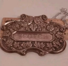 Unranded #351 Sterling Silver Scotch Liquor Decanter Tag Label Please See Descri