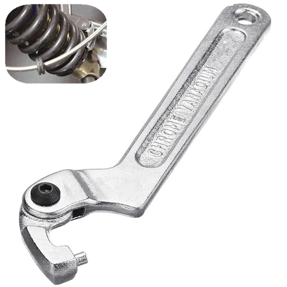 Llave de gancho ajustable de 7 pulgadas herramienta de abrazadera de llave en C para resorte de suspensión de motocicleta Foto 2 de 4