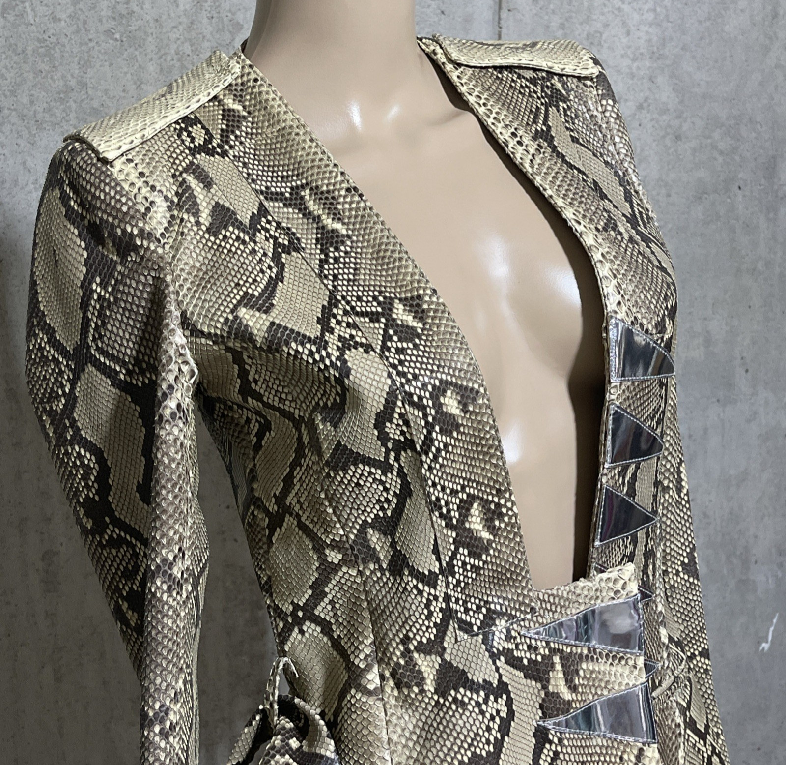 Altuzarra SnakeSkin Leather Python Jacket Silver … - image 4
