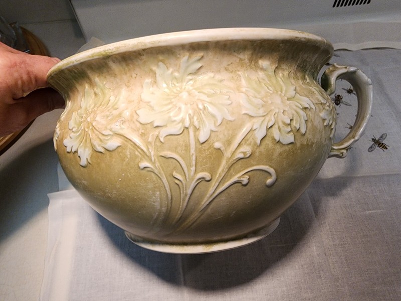 Antique Chamber Pot Porcelain   Floral Pattern