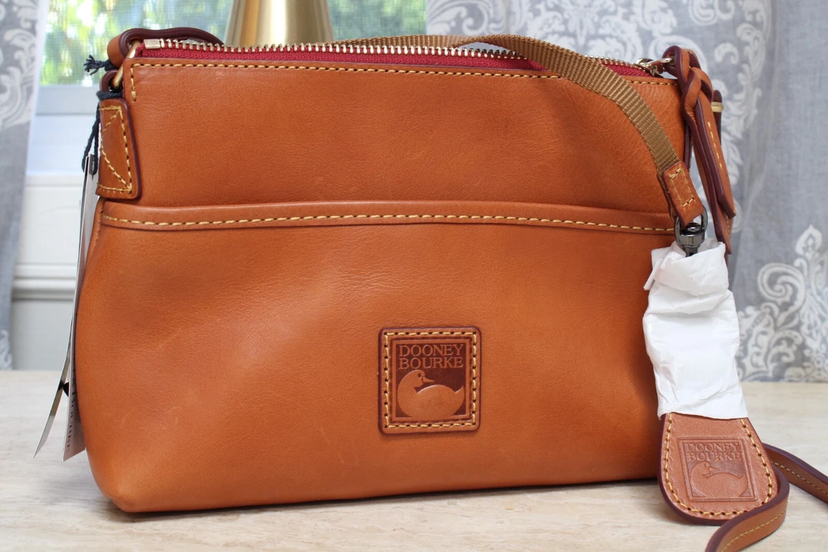 NWT Dooney Bourke Florentine Leather Ginger Crossbody and Key Fob Natural