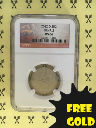 2012-D Denali ATB Quarter NGC MS 66 with FREE GOLDBACK*