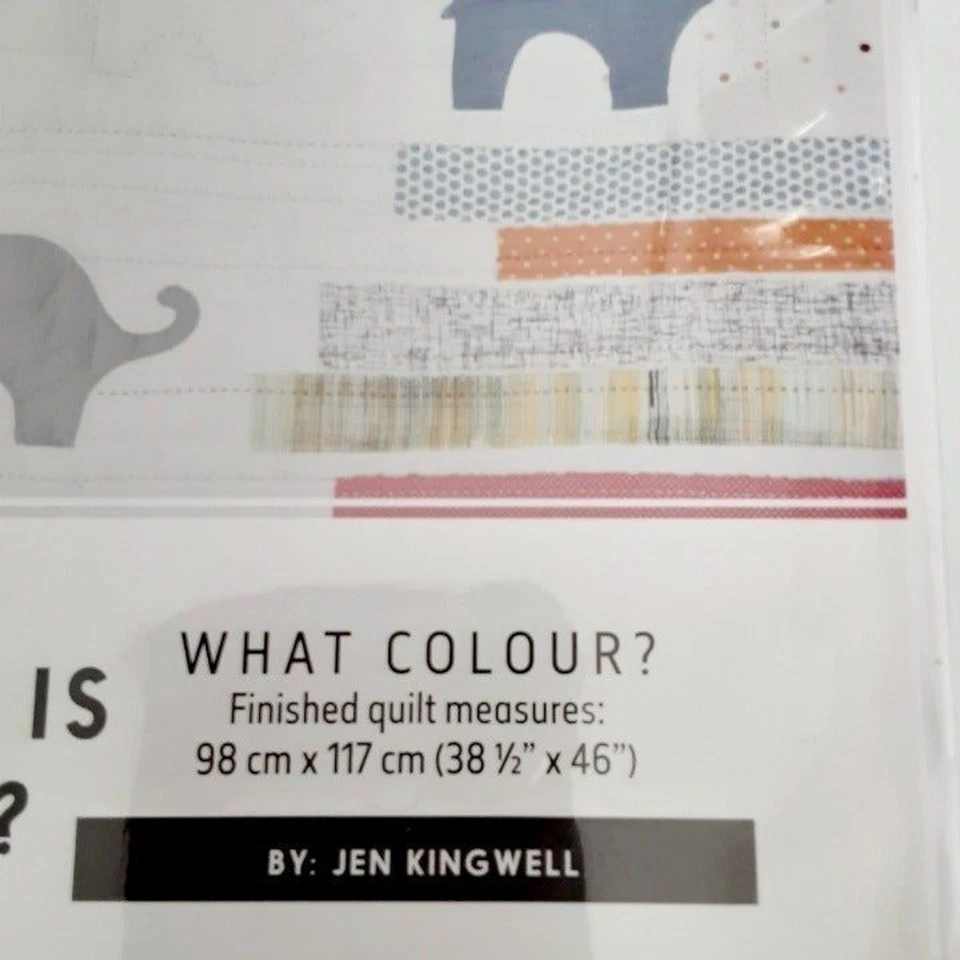 New Jen Kingwell WHAT COLOR IS AN ELEPHANT Kid's 46" Applique Quilt Pattern - Image 2 of 3