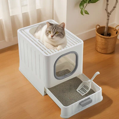 DARDVORLAG XXL Groß Katzentoilette mit Haube Katzenklo Schaufel Haubentoilette mit Deckel