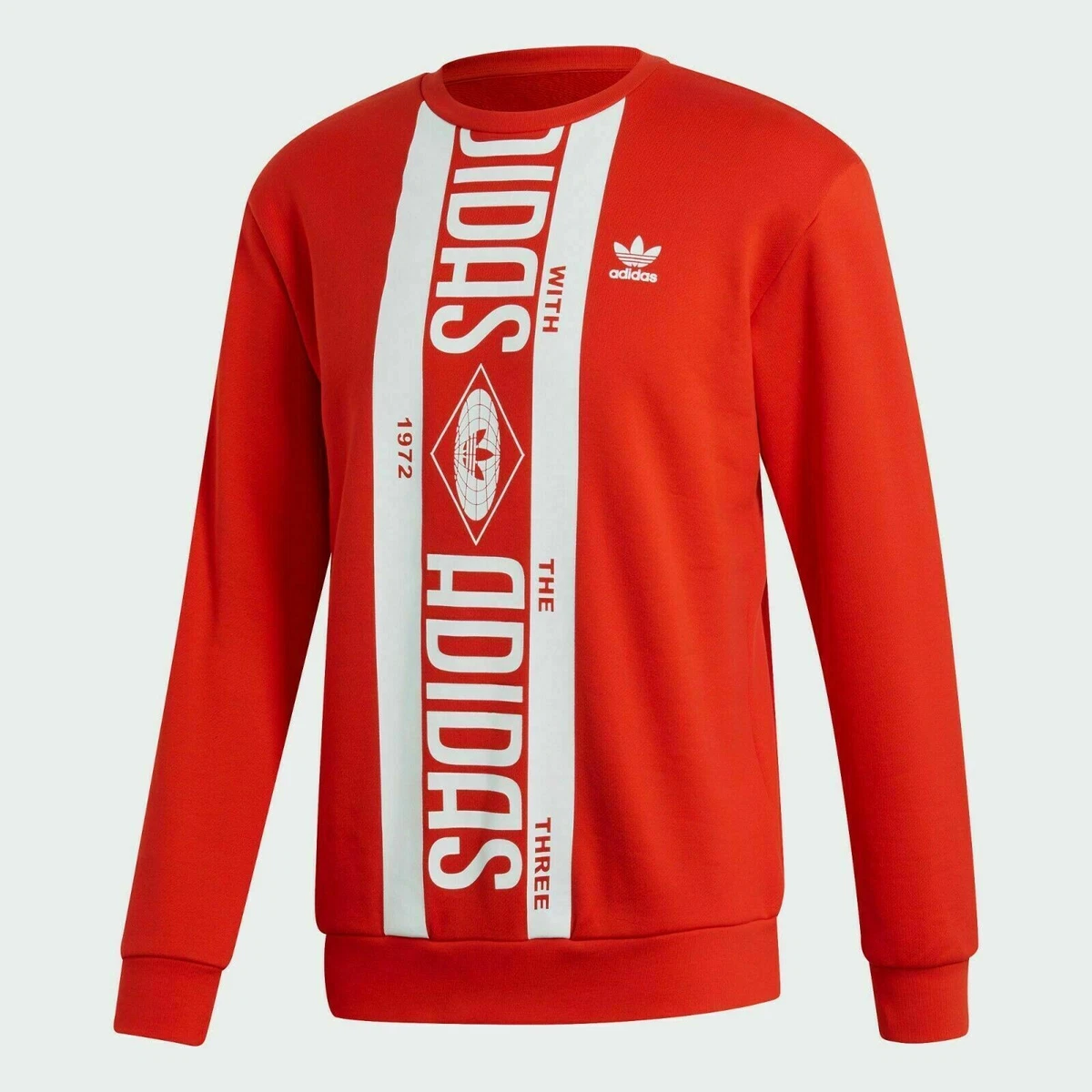 Adidas ED7004 Men s Printed Scarf Crewneck Sweatshirt Red Yoga