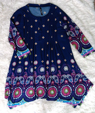 White Mark Plus Lucy Top  Tunic Blue  Red Size 1XL