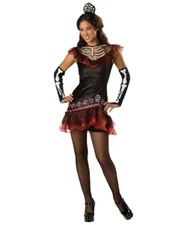 6pc Senorita Bone-Ita Day of Dead Dress Halloween Costume Teen Junior L 11-13