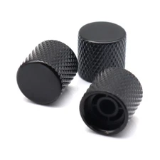 3 Pcs Metal Flat Top Electric Guitar/Bass Knobs Volume Tone Control Knobs Black
