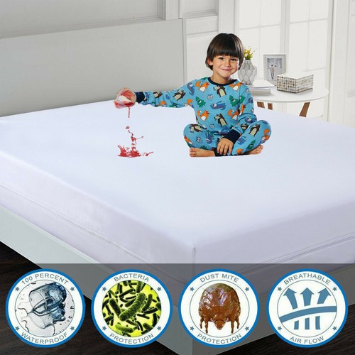 Anti Bed Bug Waterproof Zipped Mattress Cover Protector Total Encase All Size UK - Picture 7 of 13