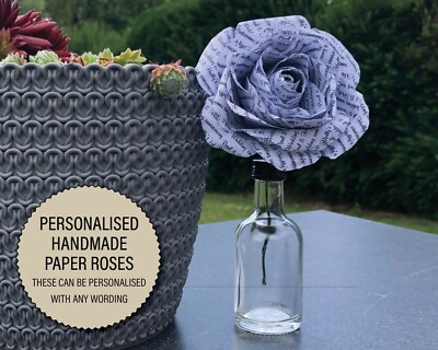 Personalisierte Papier Blume Rose Handarbeit Hochzeit Gastgeschenk, 1. Jahrestag 086