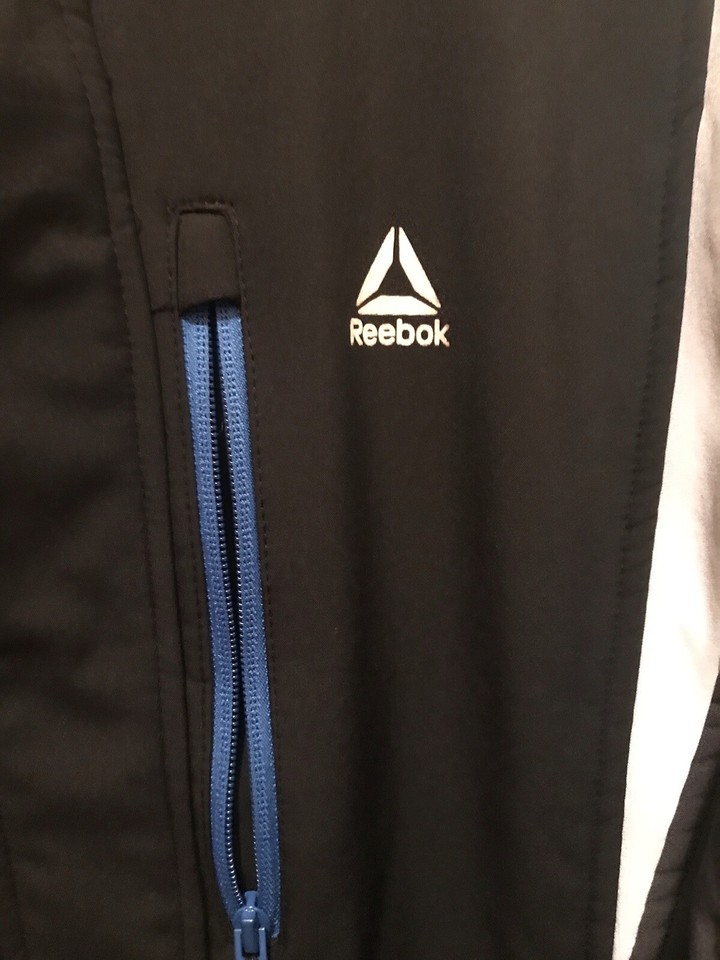 Reebok Jacket Black Gray White Size Large Softshell RN74299 Men's Full