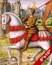 JOAN OF ARC ON HORSE FRENCH HEROINE PAINTING REAL CANVAS ART PRINT