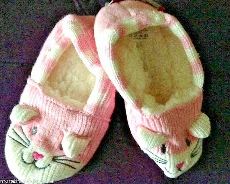 Gripper Ballerina Slippers Kitty Cat Sherpa Inner Lilac Pink 9 12 12 3.5 Girl