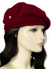 Laulhere French Merinos 100% Wool Hat Beret Chopin Red Made In France 6 7/8