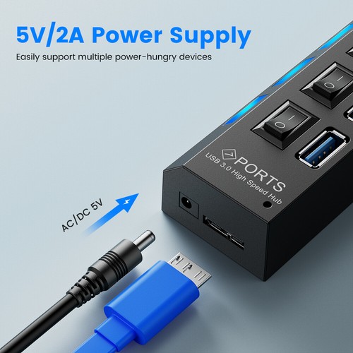 USB 3.0 Hub Verteiler Adapter für Notebook Tablet Phone Laptop Daten Laden PC - Bild 7 von 15