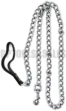 72" Heavy Duty Chrome Chain Dog Pet Leash w/ Black Leather Strap Strong Holding 