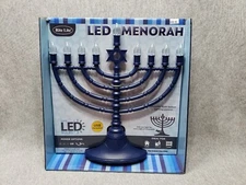 Rite Lite Led Menorah Battery Operated or USB Cable - Blue Tint NIB 11.5 inches