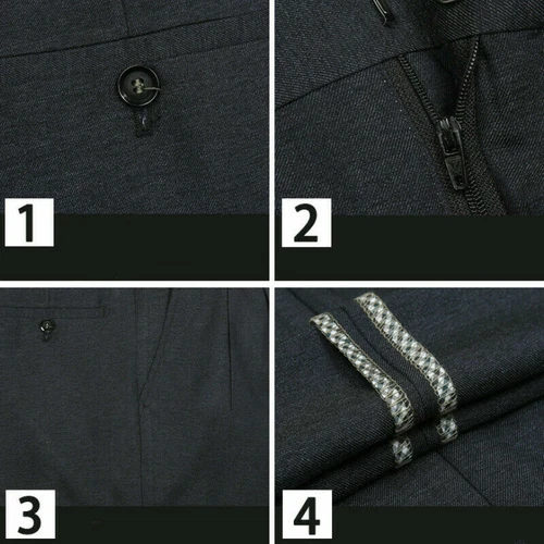 Men Formal Dress Pants Business Suit Straight Leg Trousers Pleated Front Solid - Picture 8 of 28