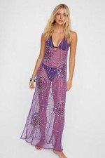 BNWT NastyGal Sun Embellished Sheer Maxi Dress Purple Size:8 RRP:£195.00