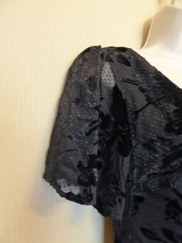 Marks & Spencer Per Una UK6 EU34 US2 new black Devore short-sleeve sparkle dress - Picture 4 of 12