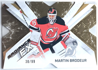 2022-23 SPx Radiance FX Gold Martin Brodeur 30/99 Devils Jersey #