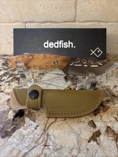 McCrea Fixed Blade Knife Made W/VG10 Steel Olive Wood Handle W/Leather Sheath