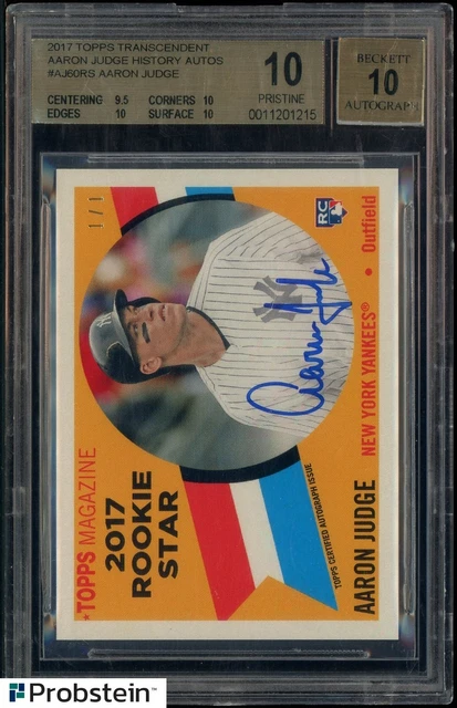 2017 Topps Transcendent Aaron Judge RC Rookie 1/1 BGS 10 mit 10 ON CARD AUTO