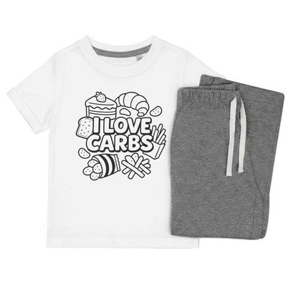 Kinder Nachtwäsche-/Pyjama-Set ''I Love Carbs Food Design'' (KP054725)