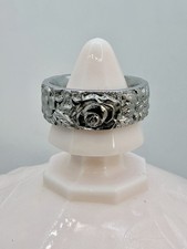 Vintage Japan Spoon Ring Stainless Steel Size 6.5 Daisies Roses Sunflower