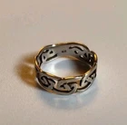 VINTAGE Ladies 925 Silver Celtic Knot Promise Eternity Band Ring