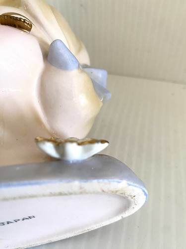 Lady Head Vase Bust Japan Light Blonde Hair Gold Eyelashes 6” Vtg Decor Red Lips - Picture 13 of 17