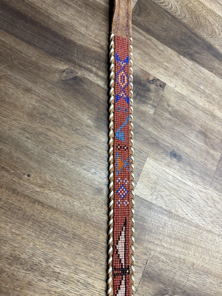 Vintage Beaded Western Belt Colorful 33.5" Length Native American Design - Image 3 of 4